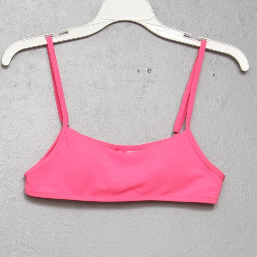 SHEIN pink ribbed swim top